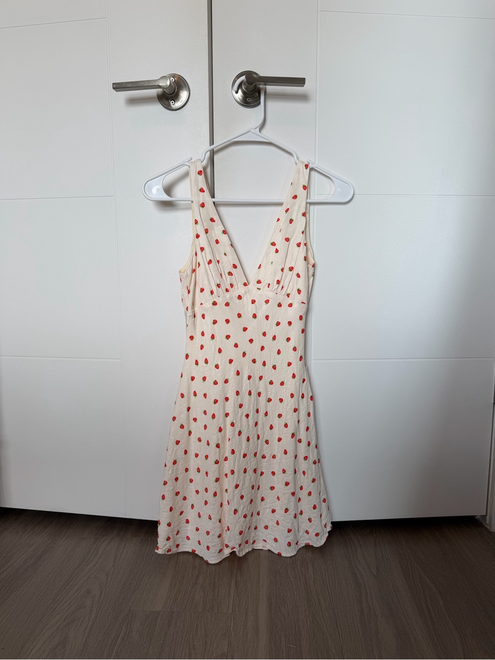 Zara Cream Mini Dress with Red Strawberry Print